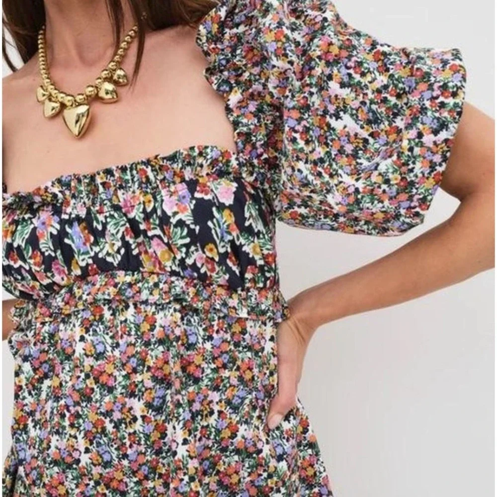 For‎ Love & Lemons Hudson Mini Dress Floral Cut Out Medium